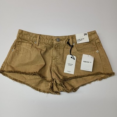 Forever 21 Women's Shorts Size 26 Brown Daisy Dukes Low Rise Cut Off Slim Fit