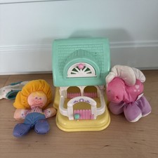 Vtg 1987 Fisher Price Smooshees Peggy Pony Country Cuddlers Stable House w Horse