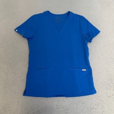 FIGS Scrubs Top Womens Size Small Blue FW1100 Shirt STAINS