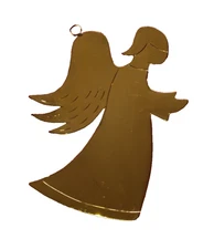 Vtg STUART NYE Artisan Hand Wrought Brass Metal ANGEL Xmas Ornament Asheville NC