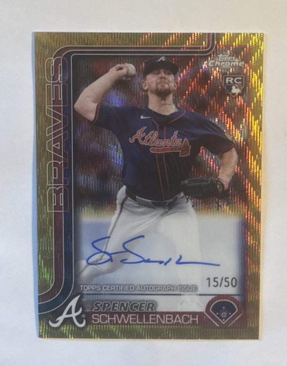 2025 Topps Chrome Sapphire Spencer Schwellenbach RC Gold Auto /50 ATL Braves
