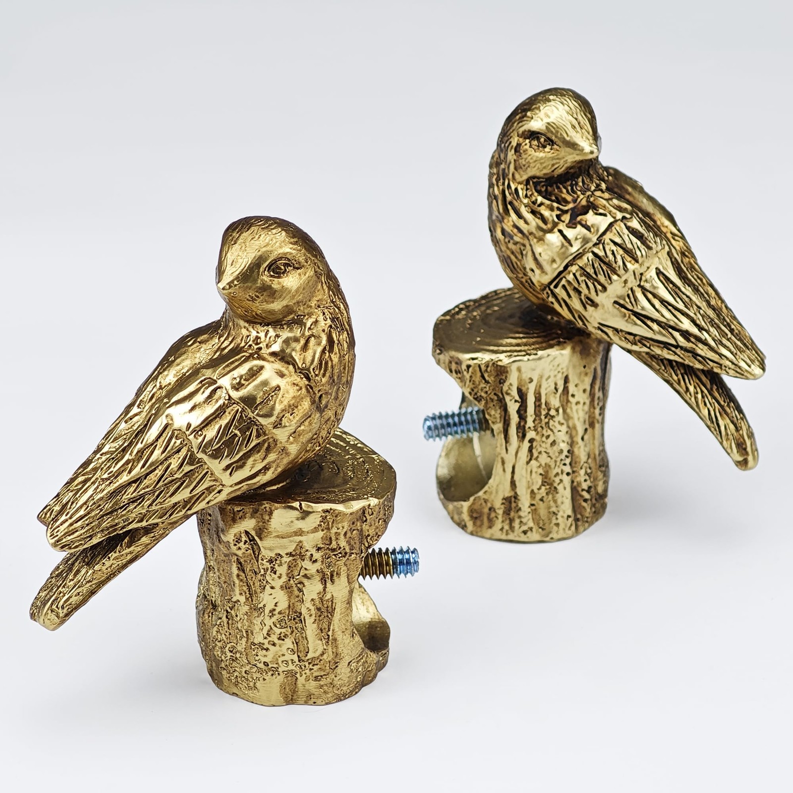 Decorative Curtain Rod Finials, Pretty Polyresin Gold Bird Finials, Set of 2,...