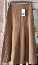 BNWT ZARA BOX PLEATED CAMEL SKIRT SIZE 28" WAIST