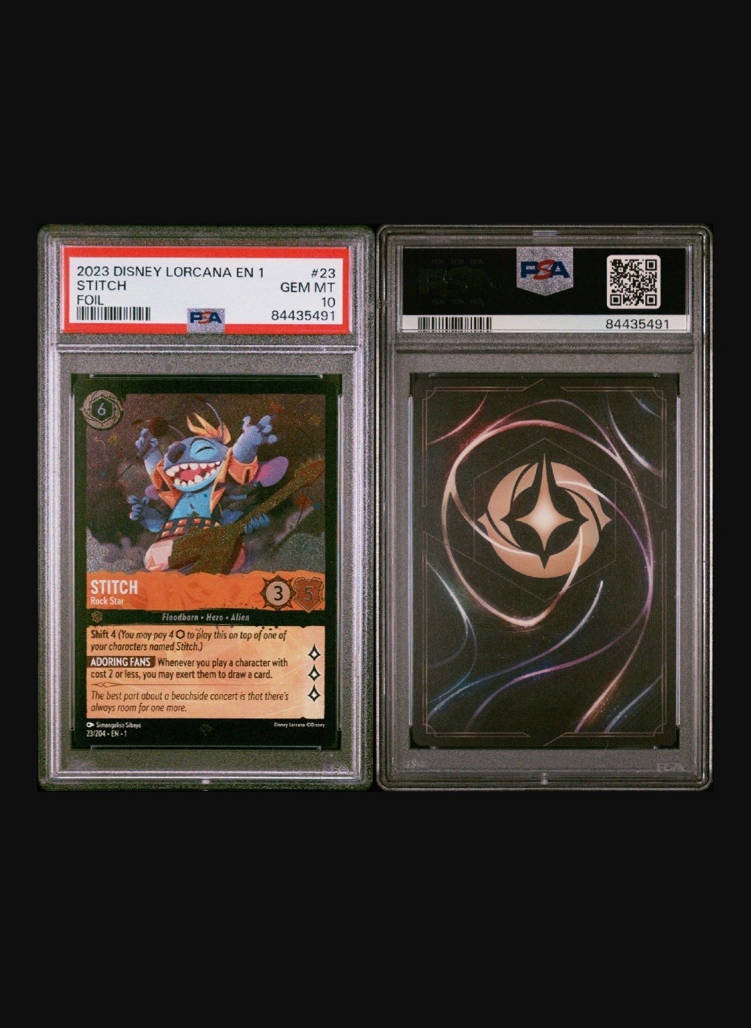 Disney Lorcana Stitch - Rock Star Cold Foil PSA 10 23/204