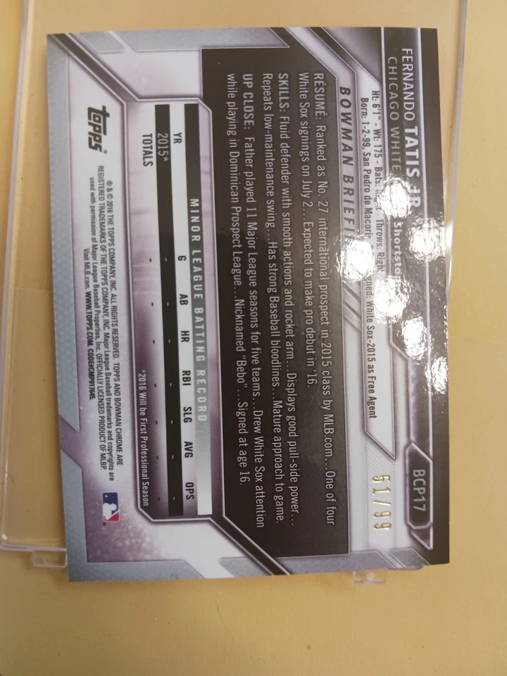 Fernando Tatis Jr 2016 Bowman cromo 51 de 99 brillo Foto 4 de 4