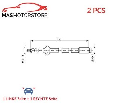 BREMSSCHLAUCH BREMSLEITUNG PAAR BOSCH 1 987 481 B18 2PCS A FÜR FIAT PANDA