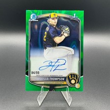 J.D. THOMPSON Brewers 1st Bowman AUTOGRAPH 2025 Draft GREEN LAVA Refractor #/99