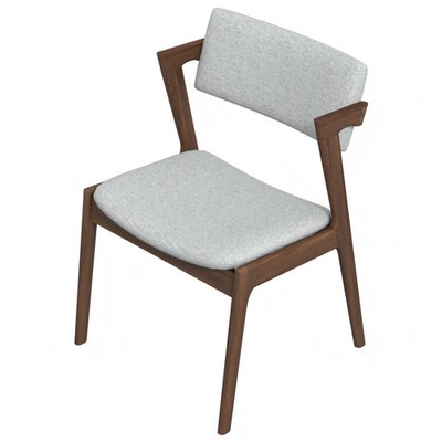 Edwin Light Gray Fabric Dining Chairs Set of 2 Cushioned Wood Frame