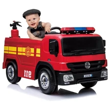 Kids 12V Ride On Fire Truck Battery Powered Toy Car W/ Remote Control, 3-6 Years