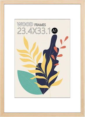 A1 Poster Frame,23.4X33.1 Natural Soild Wood Picture Frames with Polished Plexig