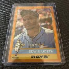 2025 Topps Heritage Chrome Orange Refractor Edwin Uceta #390 Tampa Bay Rays /25