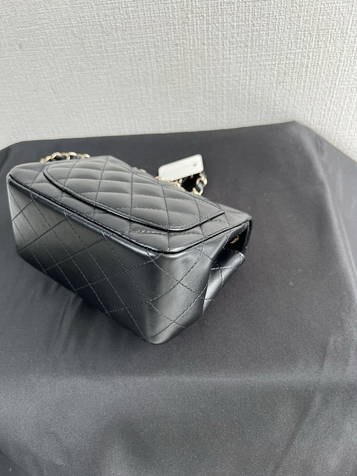 Auth Chanel Lambskin Mini Square Classic Flap Bag Black GHW Rank A+ 16cm image 10