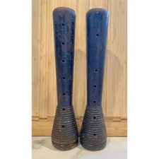 Two Large 12" Antique 1800s Wooden Spools Textile Mill Thread Bobbins Spindles