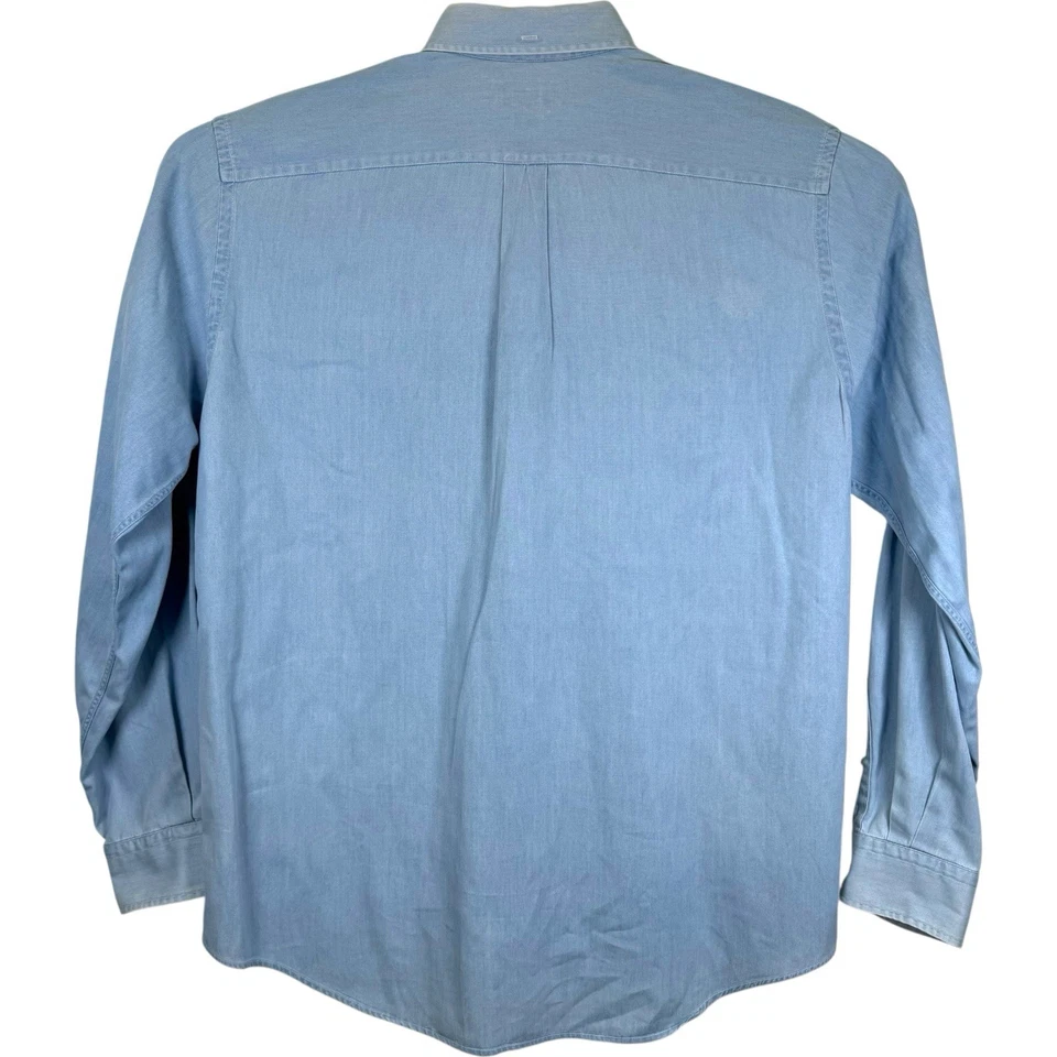 Lands End Chambray Denim Shirt Mens 16-16.5 Large Button Down Cotton Gorpcore - Image 3 of 4