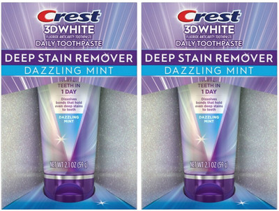 2 Crest 3D White Brilliance Deep Stain Remover Daily Toothpaste, Dazzling Mint