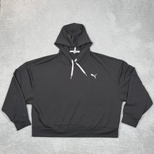 Puma Womens Black Keeps You Dry Cropped Hoodie Relaxed Fit XL Performance Hoodie