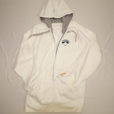 Men's Med New York Knicks Antigua White Metallic Logo Victory Full-Zip Hoodie