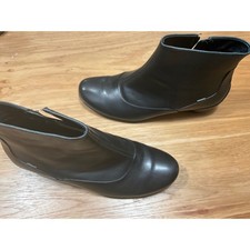 Ecco Black Leather Ankle Boots Side Zip Low H...