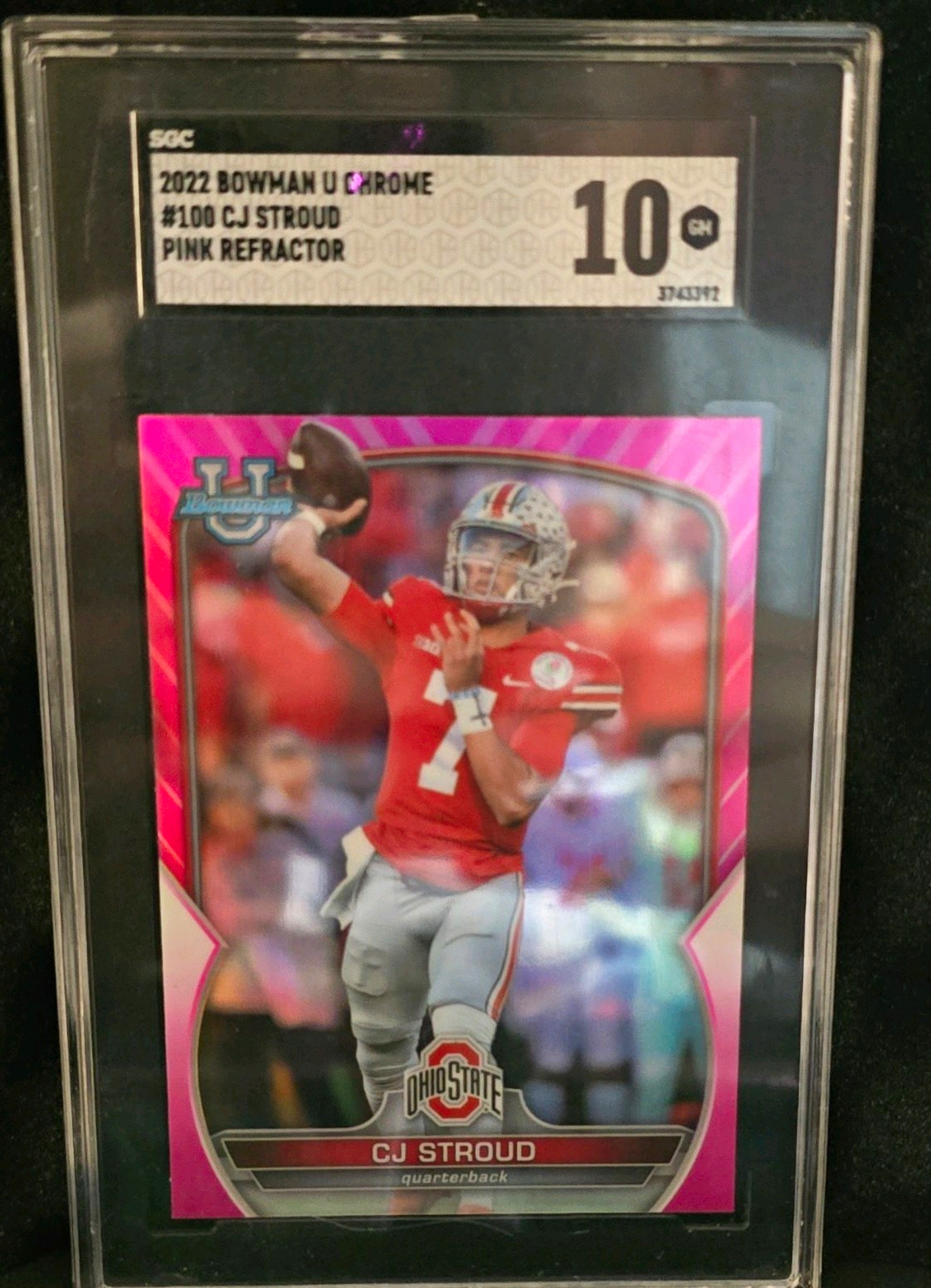 Topps 2022 Bowman University Chrome C.J. Stroud #100 Pink Refractor Football