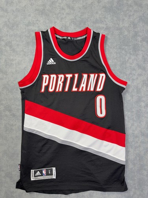 #ad Portland Trail Blazers Jersey Mens Small Black NBA Damian Lillard Adidas $41.99
