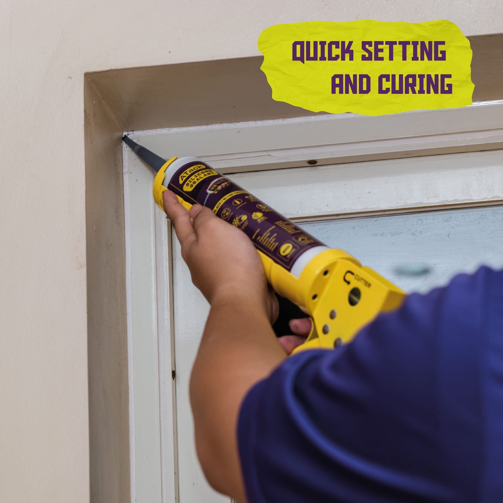 ATack Black Silicone Sealant Caulk 10.1 oz 100% Silicone Black Caulking Water...