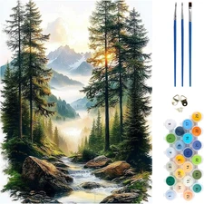 Landscape Paint by Numbers Kit, Forest Paint by Numbers for Adults Beginners, DI