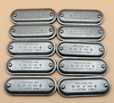 Lot Of 10 Appleton FM7 3/4   21   270  O-Z/Gedney Form 7 Stamp Steel Covers