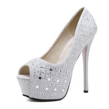 Women's High Heels Rhinestone Platform Peep Toe Sandals Dress Club Shoes Evening