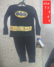 DC Comics Batman Boys 2-Piece SIZE 2,3,4,5 Long Sleeve Pajama Set Black/Yellow