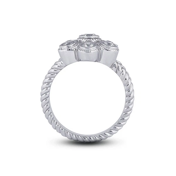 Anillo de cóctel de oro de 14 k con diamantes extraídos en tierra corte redondo E vs2 de 1/3 quilate Foto 2 de 4