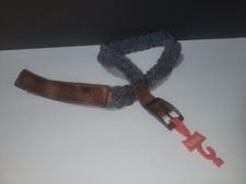 LEVIS Vintage 1970s Braided Denim Leather Belt GREAT STRESSING USED size 36