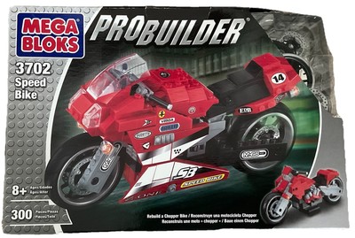 NEW Mega Bloks Pro Builder Speed Bike #3702 Red 300 Pieces 2005