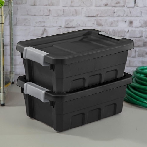 Sterilite 4 Gallon Plastic Stacker Tote, Heavy Duty Lidded Storage Bin... - 第 8/9 張圖片