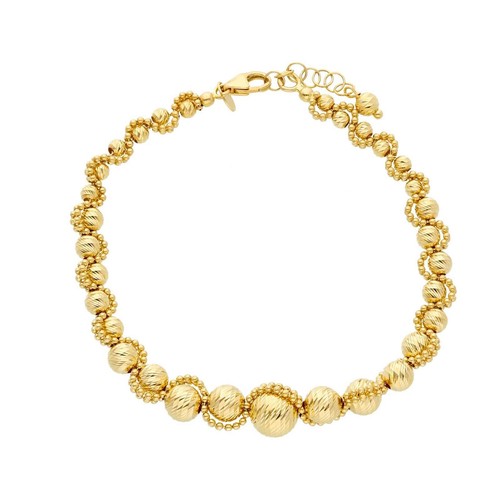 Bracelet Femme Fichera Preziosi - Sphères Diamantées Perforées En Or Jaune 18 Carats - Neuf Et Original Avec étiquettes