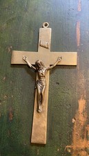 ANTIQUE HEAVY BRASS RELIGIOUS CRUCIFIX/CROSS