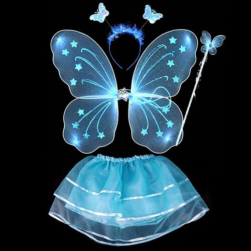 4X Butterfly Fairy Wing and Wand Set Girls Fancy Dress Dressing Up Ladies Party - Picture 17 of 18