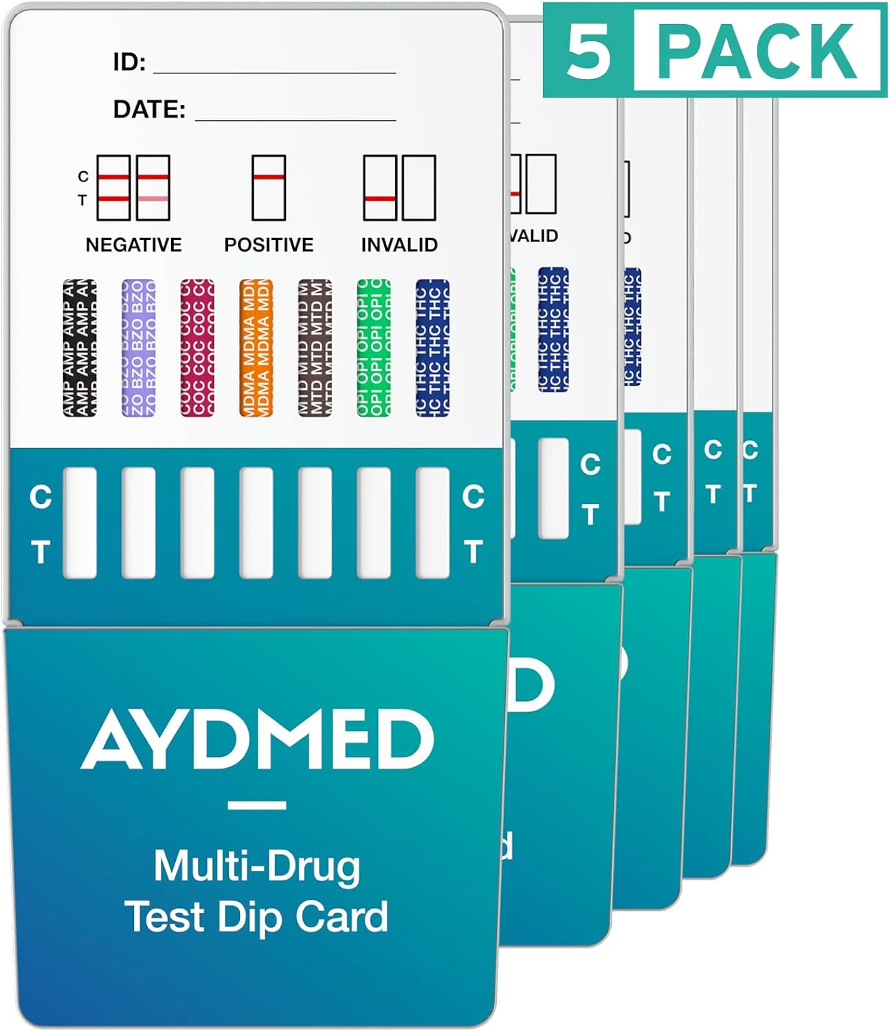 5 x Aydmed Professional 7in1 Rapid Drug Test Dip Cards Urine Drug