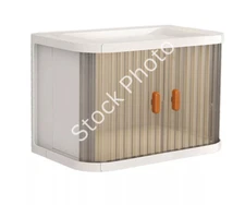 Collapsible Desktop Storage Bin w/Rolling Door ~ Foldable Organizer ~ Stackable