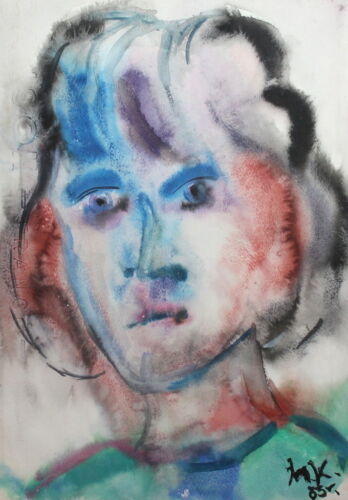 1983 Expressionist Watercolor Painting Portrait Signed - Picture 1 of 8