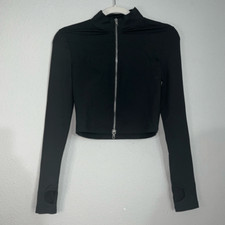 2 piece set black zip crop and leggings