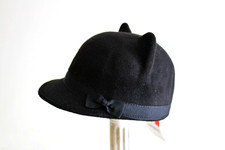 Gymboree Baby Girl's Hat Black Cloche Cat Ears Size 12-24 Months