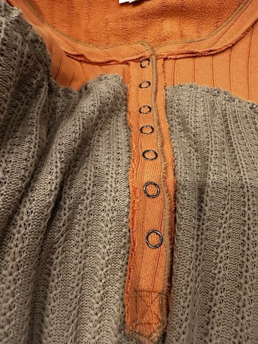 POL Orange Brown Oversized Shirt With Elbow Patches BOHO Sz L Retail $60 - Picture 6 of 8