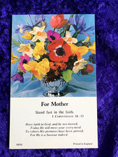 Vintage Christian single side Mothering Sunday card -mid 20th C. postcard size