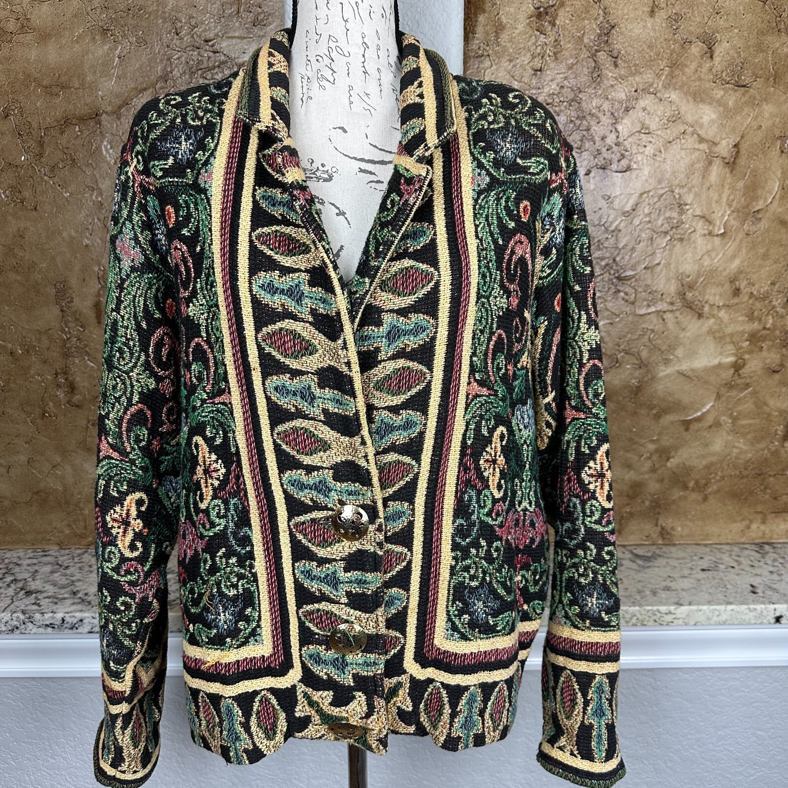 Giacca pony vintage dipinta donna taglia unica arazzo Western Texas Cottagecore Boho