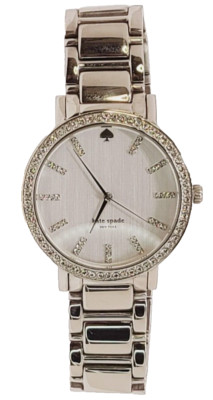 kate spade Women's 1YRU0322 ''Gramercy'' Crystal-Accented Silver-Tone Watch