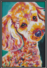 Colorful Poodle Pop Art Counted Cross Stitch CHART No.16-174