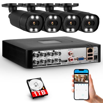 KERUI 5MP Lite Home 8CH DVR 1080P H.265+ CCTV Security Camera System 1TB Outdoor