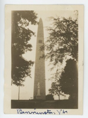 Vintage Photo Bennington Battle Monument stone obelisk Bennington VT 1930s