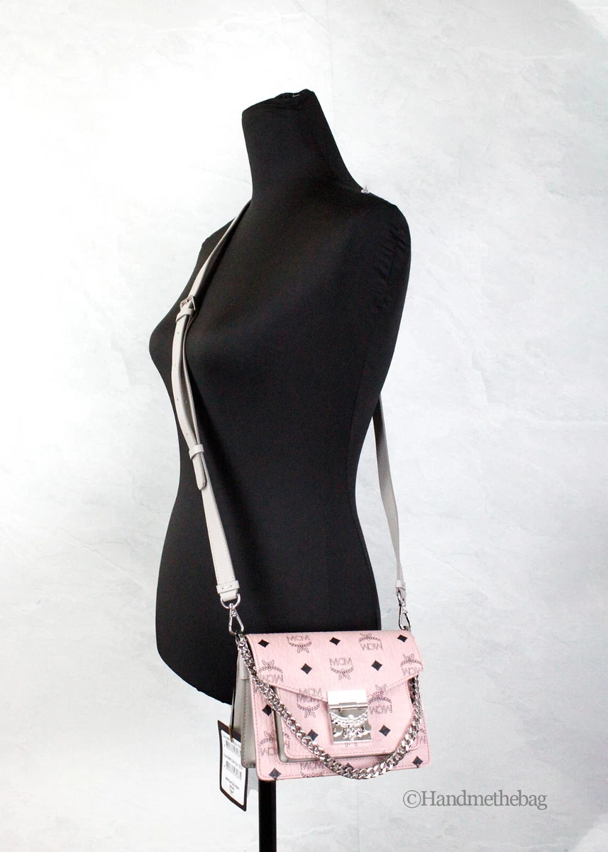 MCM Signature Soft Pink Diamond Logo Leather Mini Flap Lock 