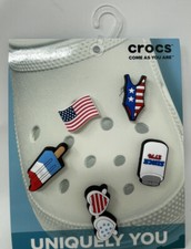 NEW Crocs Jibbitz American Flag USA Sunglasses Shoe Charm Authentic Set Of 5
